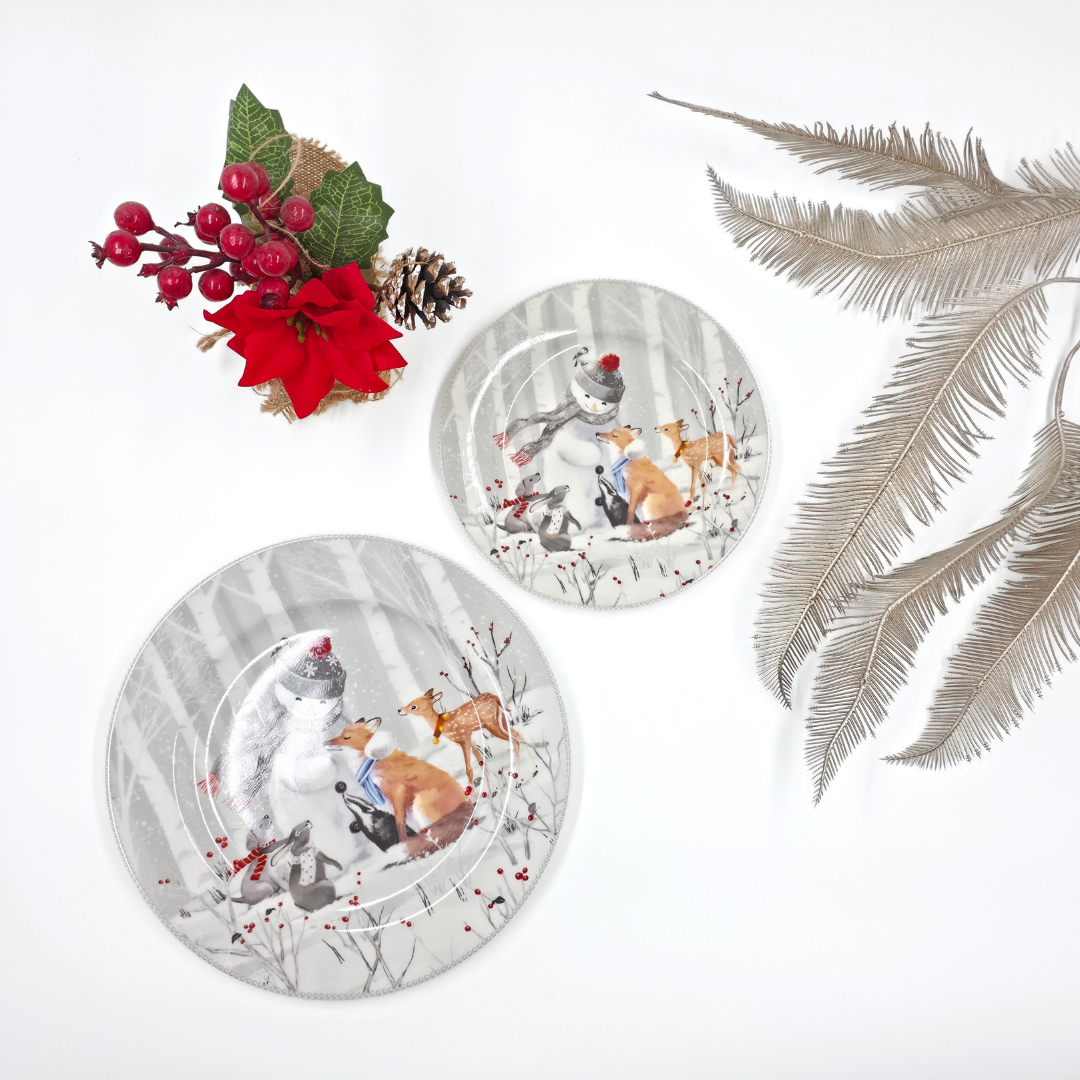assiettes decor noel d'hiver