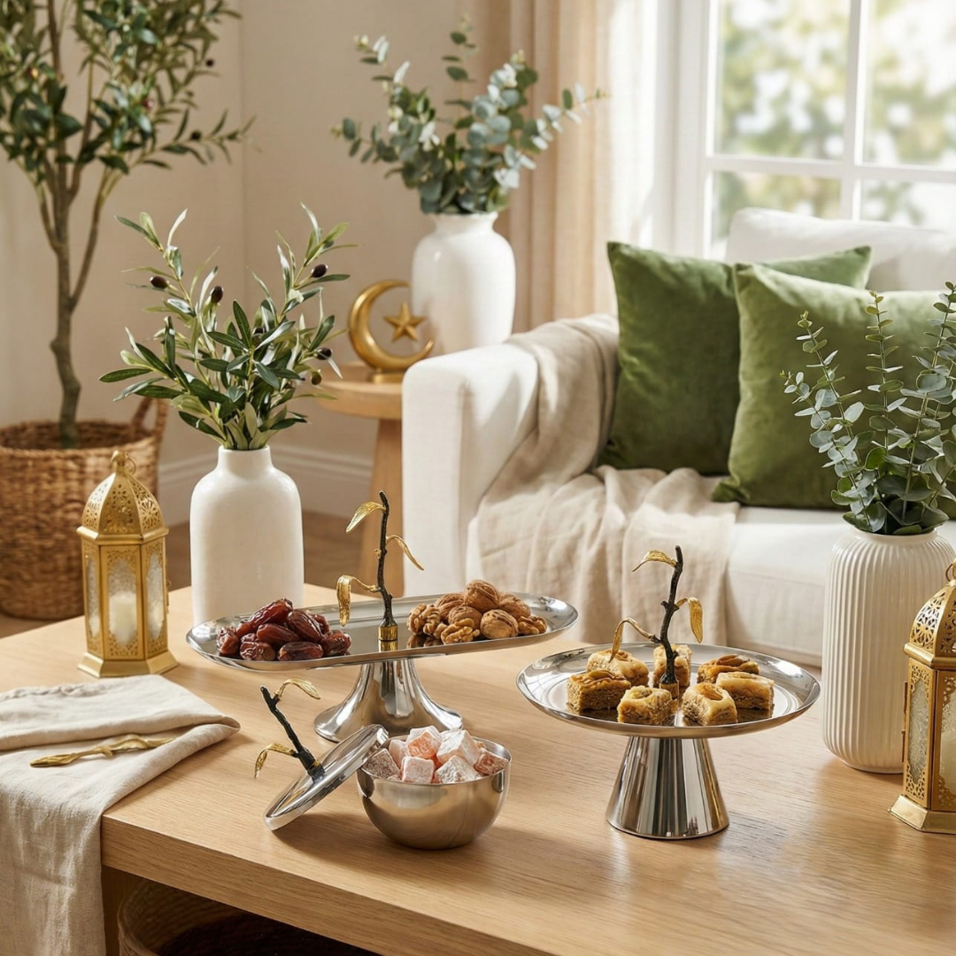 Découvrez l'alliance de l'acier miroir et du design organique. Présentoirs, bols et plats à gâteaux pour un Ramadan chic et moderne à la Réunion.