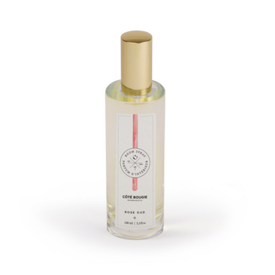 Spray d'ambiance Rose Oud 100ml de la marque Côté Bougie Marrakech.