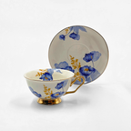 tasse en porcelaine blue luxury blanc bleu et or ensemble cadeau majorelle